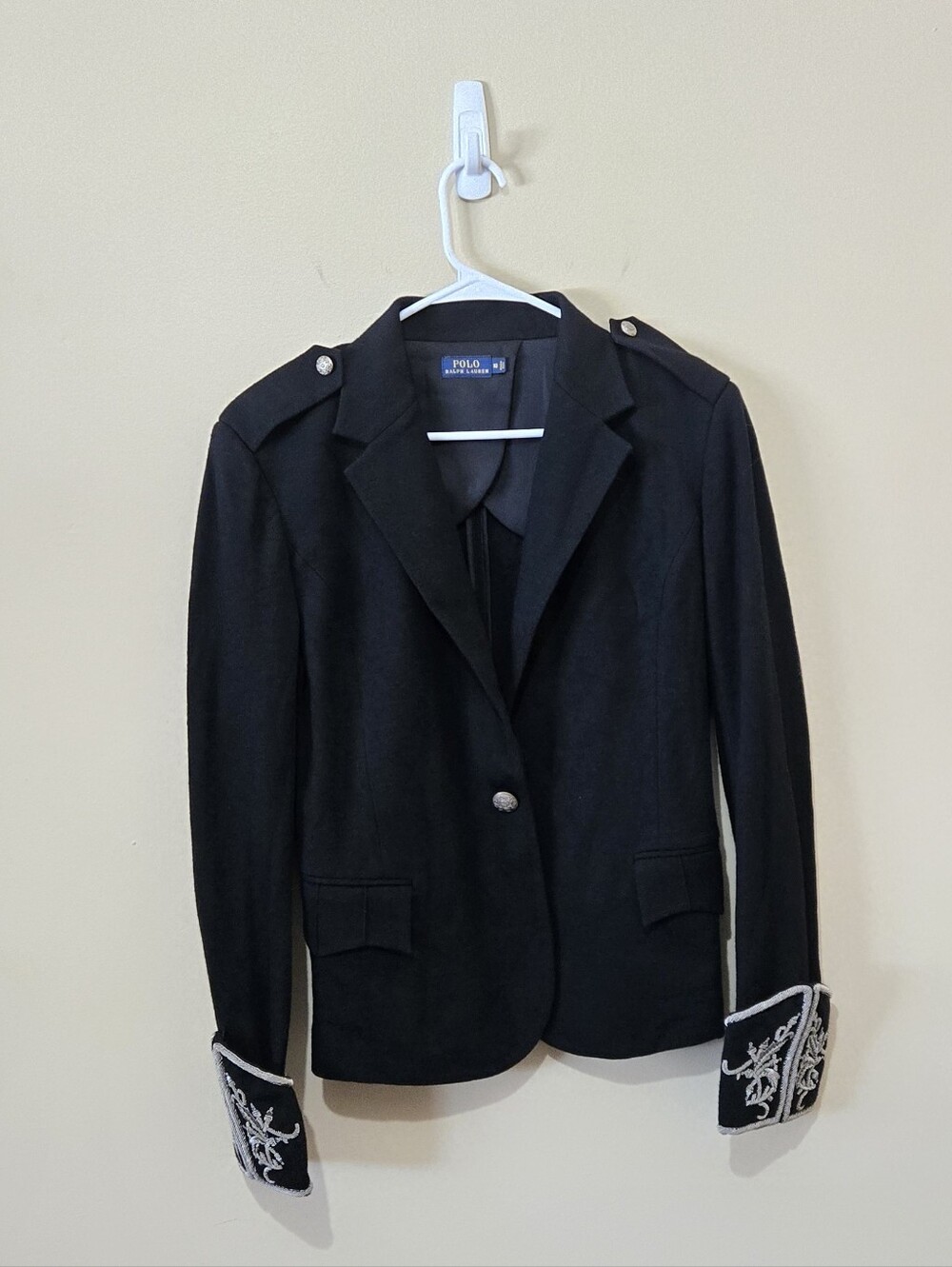 Rare Polo Ralph Lauren Gold & Silver Bullion Wire Cuff Military Style Jacket